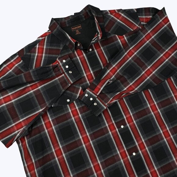 Men's 3XL Tall Pearl Snap Plaid Long Sleeve Flannel Shirt Boulder Creek - Picture 3 of 11
